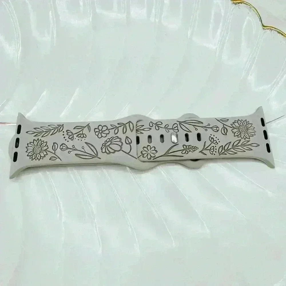 New Floral   Design Apple Watch Bands  42mm 44mm 45mm 49mm Beige